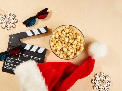 Sesión de cine con palomitas