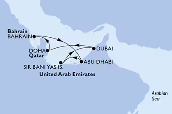Itinerario Crucero MSC por los Emiratos Árabes